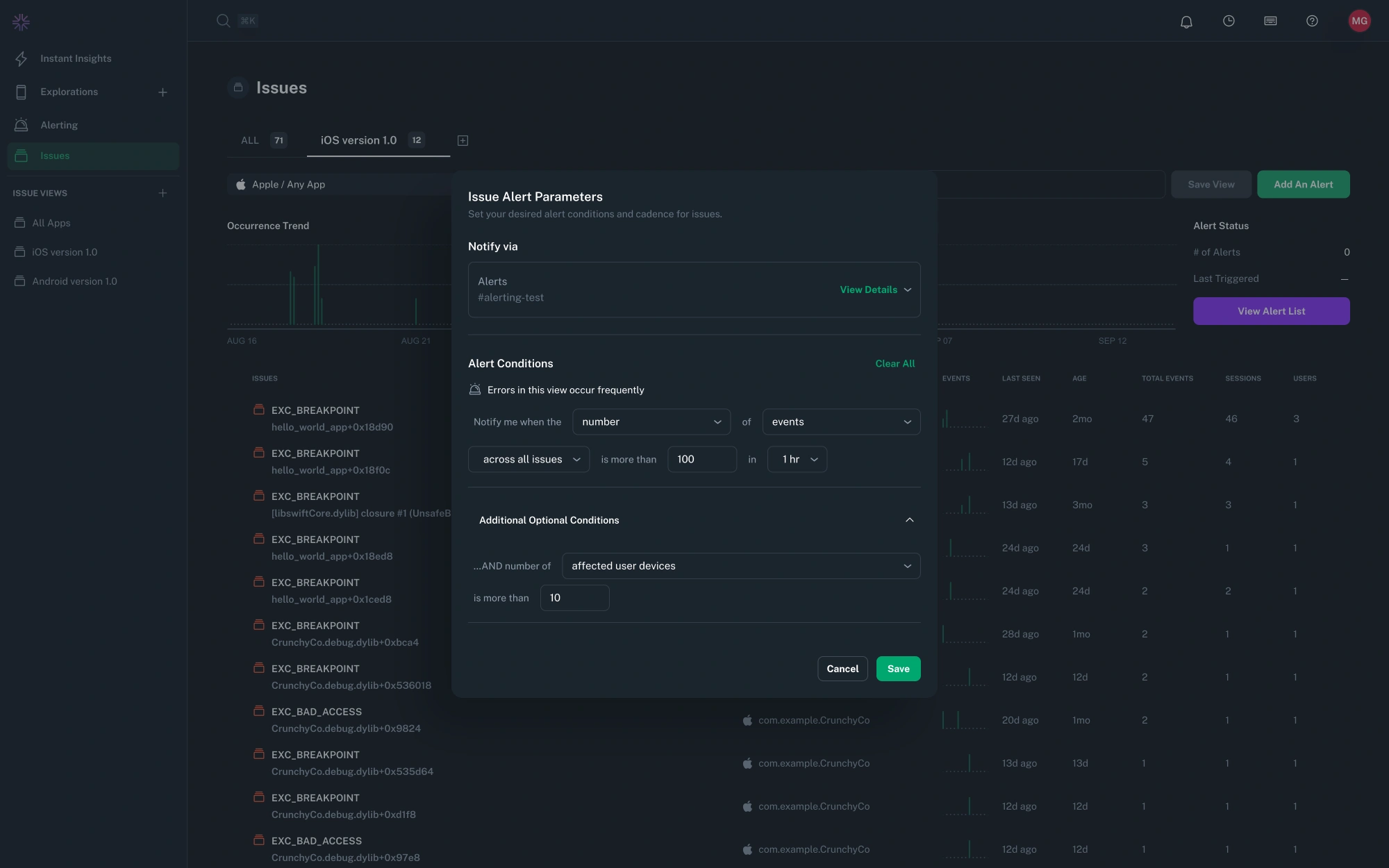 Configure Alert Configure Alert