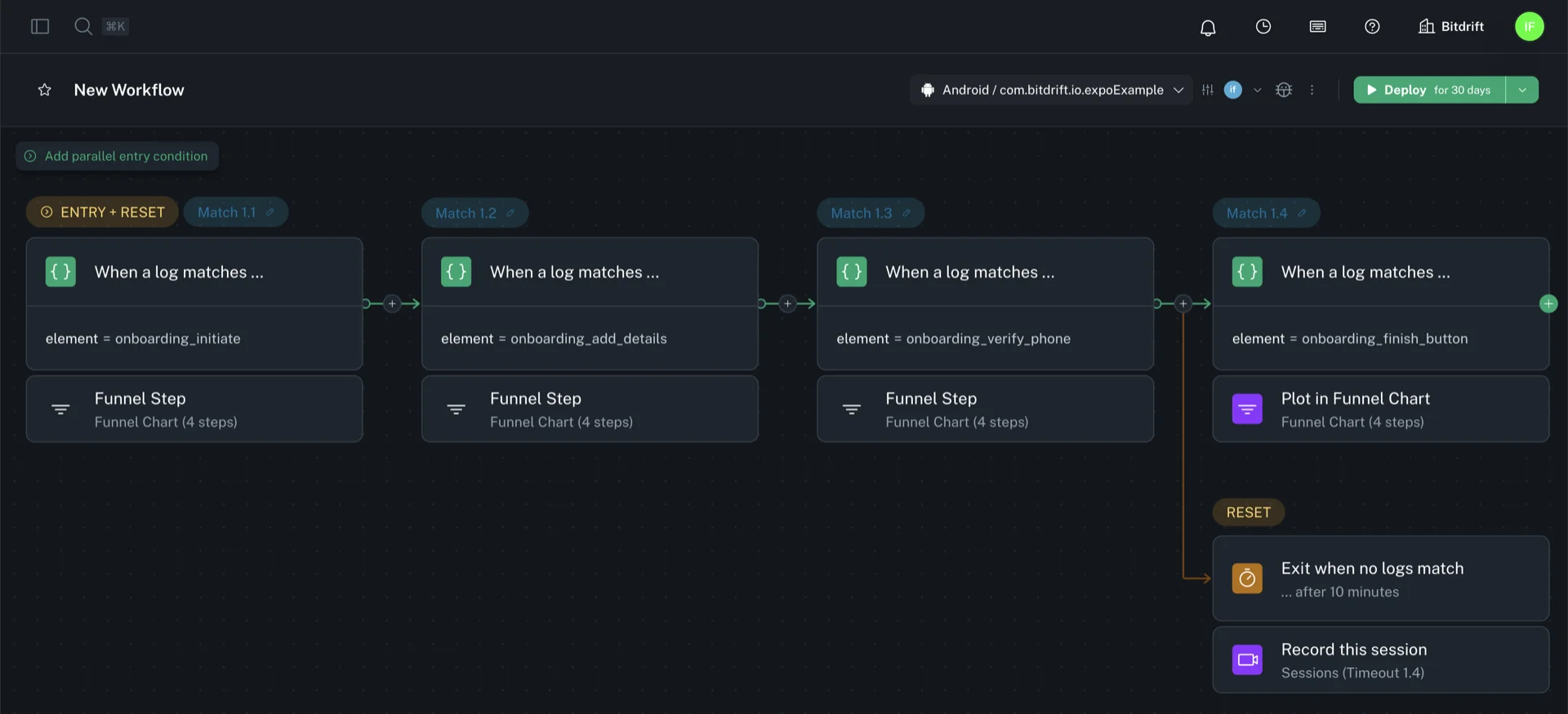 Workflow Builder - Workflow Steps - bitdrift Capture Documentation