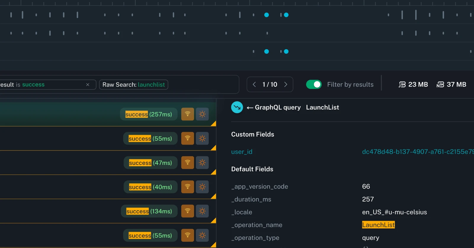 Session Timeline Filters Screenshot Session Timeline Filters Screenshot