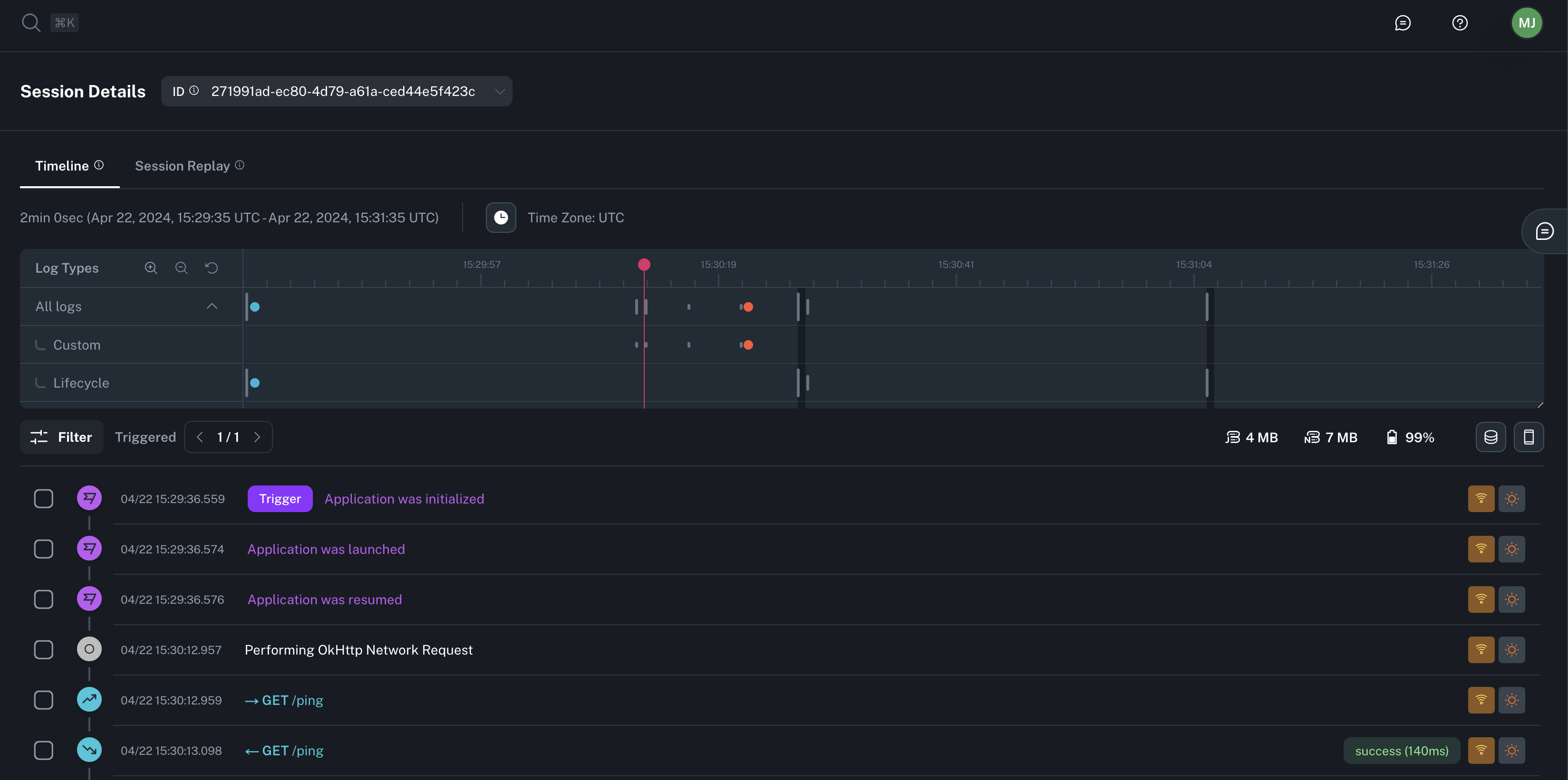 Session Timeline Overview Screenshot Session Timeline Overview Screenshot