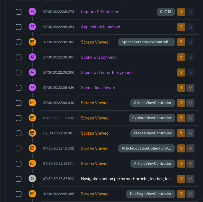 Screen event examples Screen event examples