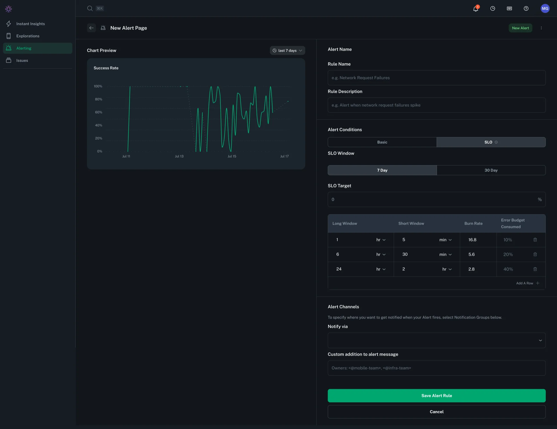 Example Create SLO Alert